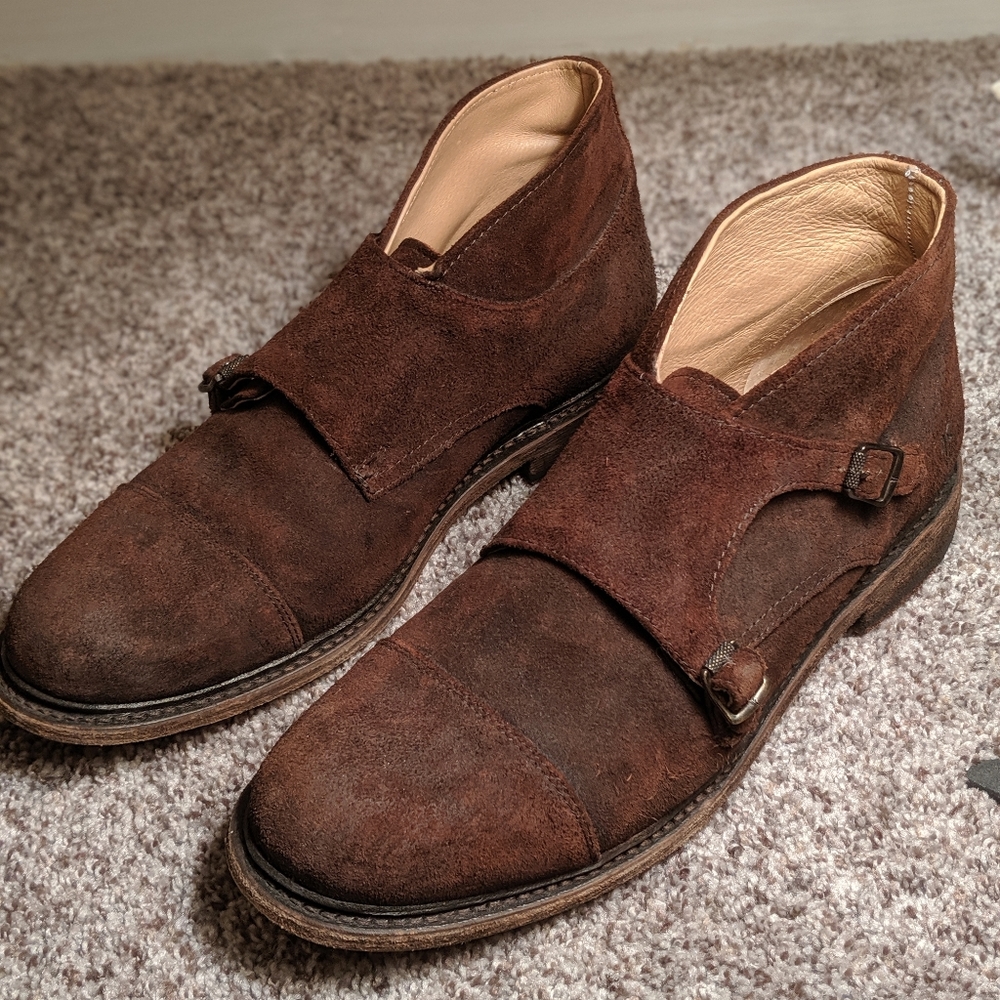 Frye brown monkstrap boots